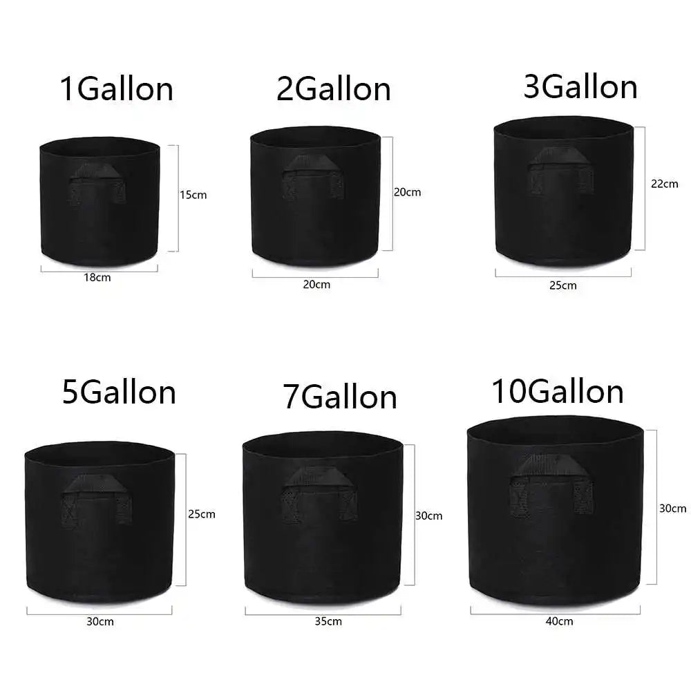 5 7 10 15 30 Gallon Grow Bags 300g Thickened Black Sturdy Breathable Fabric Plant Grow Pots with Carry Handles Garden Pot