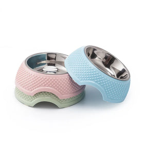 Hot Sale Simplicity Gypsophila Design PP Stainless Feeder Cat Dog Bowl Water Bowls for Pet