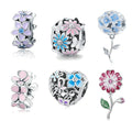 YFN Jewelry Gift Making DIY Bracelet 925 Sterling Silver Flower Enamel Bead Charms