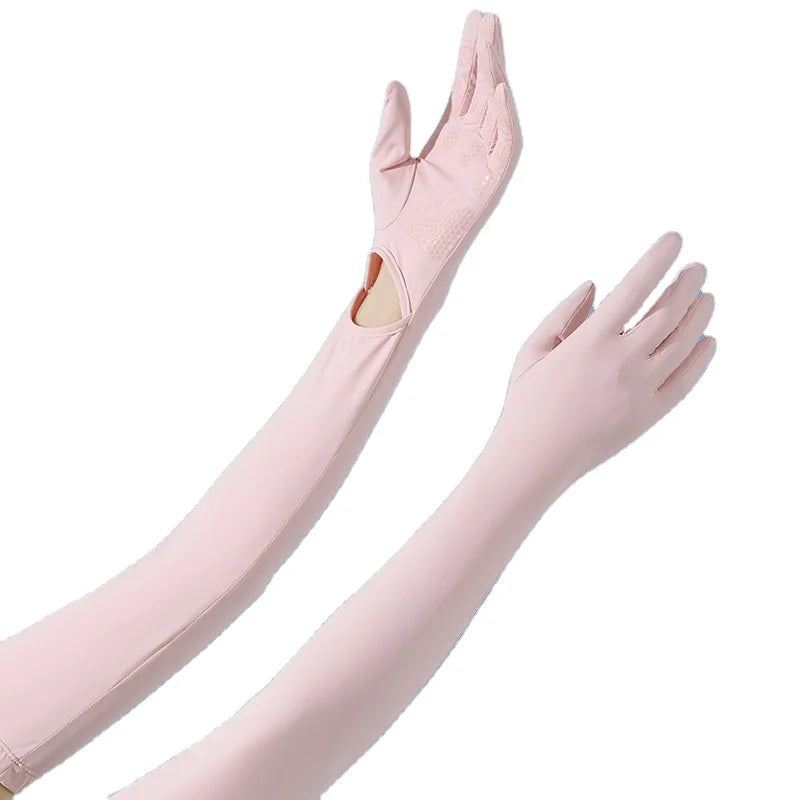 Custom logo UV protection Sun Women Arm Length Gloves Compression Summer Car Driving Long Gloves Arm Sleeve