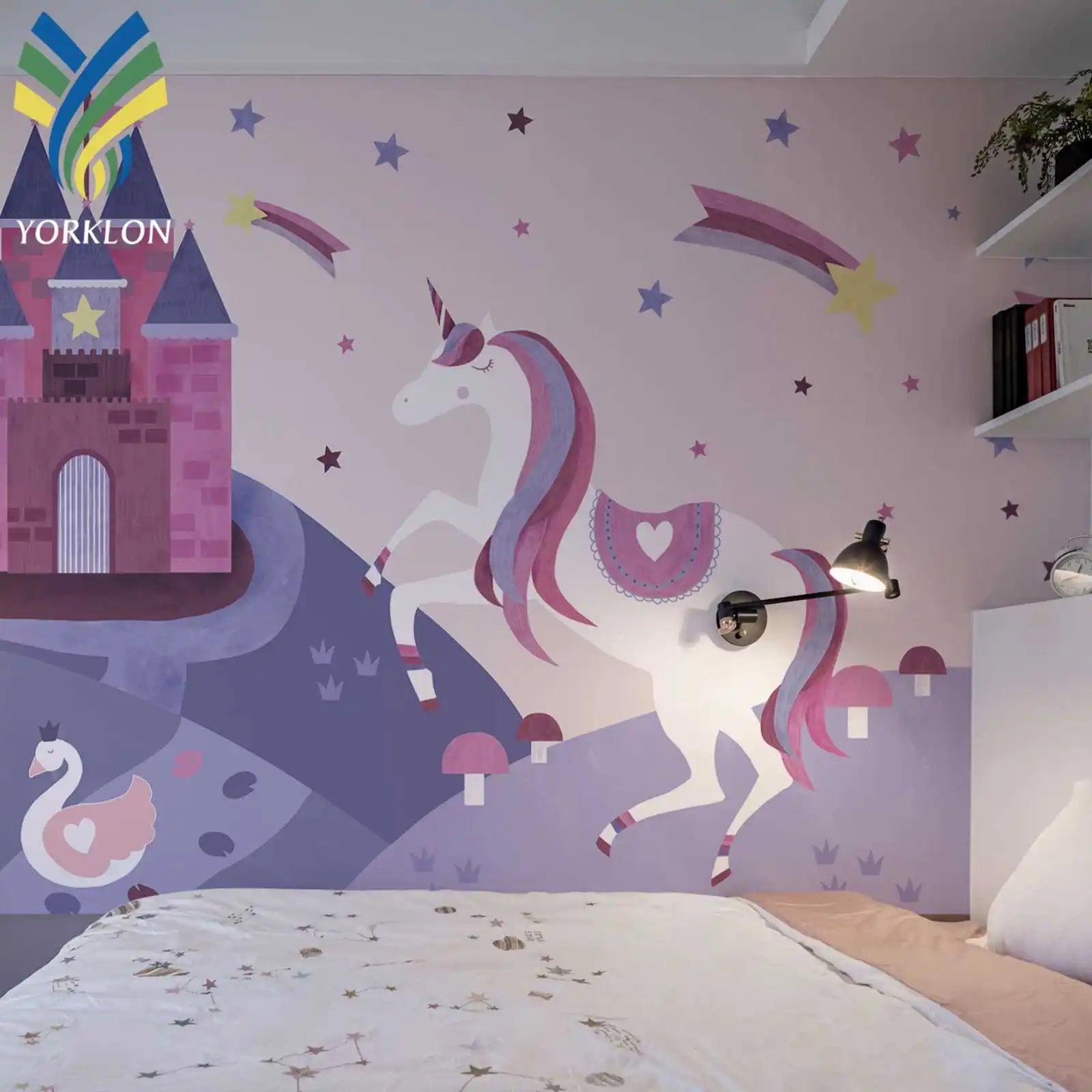 YKMK 092 Customized 4D 3D Modern Style Pink Mural Wallpaper Waterproof Kids Bedroom Wall Decoration for Baby Girls