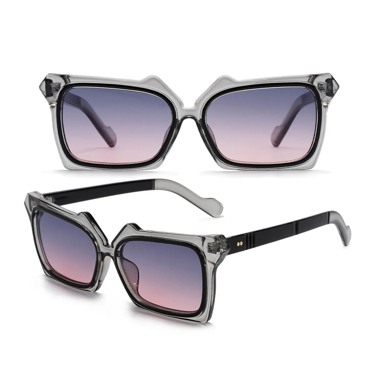 2025 European American Women's UV400 Anti-UV Sunglasses Custom Logo Personalized Irregular Square Frame Glasses PC Material