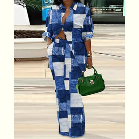 Spring Fall Women's Clothes Ladies Fashion Print Casual Loose Shirts Trousers Pants Two Piece Women Sets