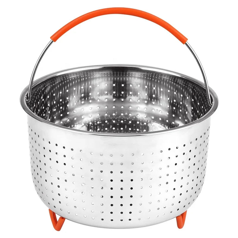 304 Stainless Steel Steamer Basket  Accessories for 3/6/8 Qt Pressure Cooker with Silicone Covered Handle