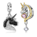 925 Sterling Silver Unicorn Bead Embrace Pink Heart Zircon Animal Pendant for Women Charms Bracelet & Bangle DIY Fashion Jewelry