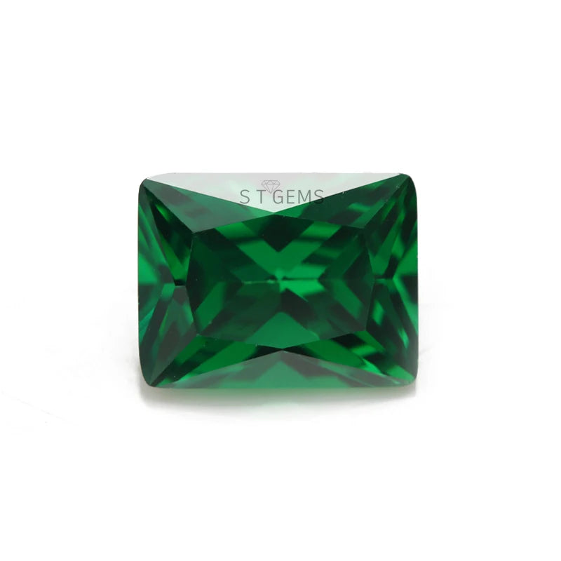 Synthetic Emerald Green Cubic Zirconia Rectangle Princess Cut Birthstone