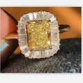 Custom Big 11*7.5MM Ice Crushed Cut Radiant Yellow Color Side White Baguettes Moissanite 14k Gold Jewelry Pendant Moissanite