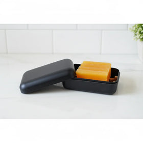 No Plastic Shower Eco-friendly Bamboo Wood Soap Dish Holder with Draining Tray Rectangle Travel Bath Box with Lid