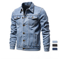 New 2023 Cotton Denim Jacket Men Casual Solid Color Lapel Single Breasted Jeans Jacket Men Autumn Slim Fit Quality Mens Jackets