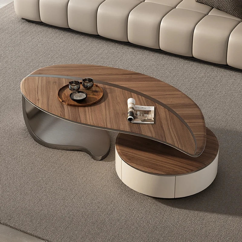 Foshan Modern Designer Solid Wood Slate Luxury Small Apartment Living Room Coffee Table Creative Special