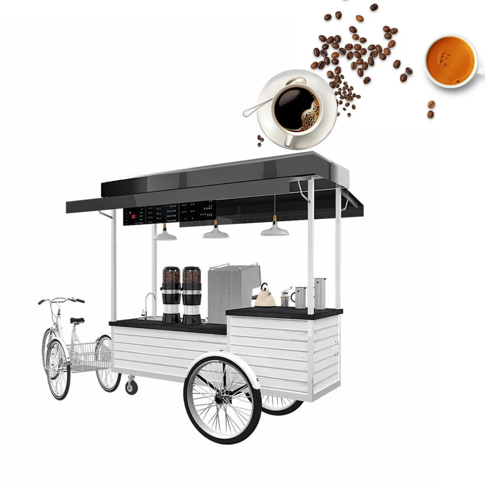 American Towable Beverage Popcorn Cupcake Sidecar Food Cart Customized Antique Hot Food Cart With Fryer Griddle Refrigerator