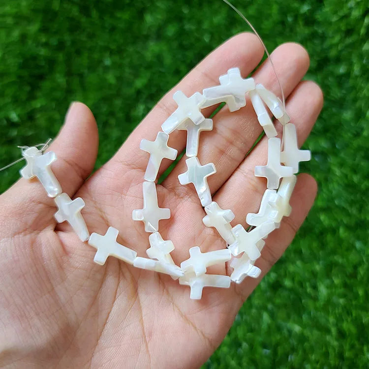 SP4052 White Mother of Pearl Cross Beads Shell Cross Beads MegaBDM