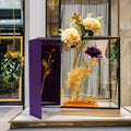 Valentine's Day Gift Box Gold Foil Laser Rose Purple Triangular Flower Flip Window New Product Perfect Artificial Flowers