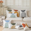 Innermor Luxury Semicircle Stripe Tufted Throw Pillow Case Polyester Cotton Fabric Geometry Embroidered Cushion Cover Hotel