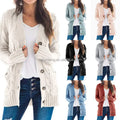 Fall Winter Clothes for Women Casual Loose Cardigan Coat Solid Color Twist Button Cardigan Sweater Women