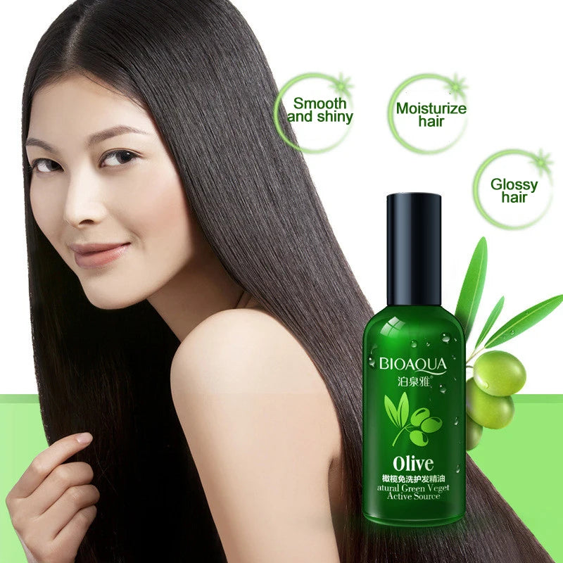 Bioaqua 50ml Olive Wash Hair Care Essential Oil Moisturizing Smoothing Shining Frizz Improving Hair Lotion for Men Women