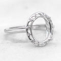 Sterling Silver 8*10mm Semi Mount Ring Empty Frame Blank Support Setting S925 Base Holder Without Center Stone for DIY Inlay