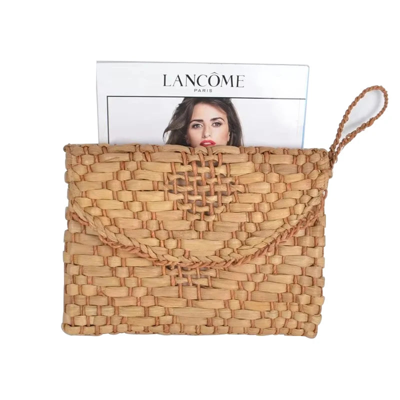 Women's Eco Friendly Straw Beach Bag Summer Portable Durable Cosmetic Storage Handbag