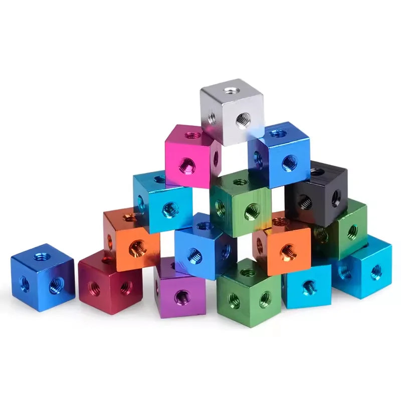 CNC Machine M3 M4 M5 M6 Anodized Aluminum Alloy 6 Way Six Sided Nut Plate Fasteners Cube Fixing Block Connector Nut