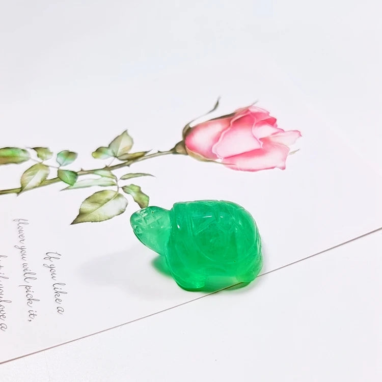 Diy DIY Wholesale Natural Gemstone Hand Carved Healing Stone 1.5 Inch Marine Agate Tortoise Crystal Crafts for Home Decoration