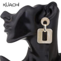 KUACHI European and American Wholesale Fashion Hoop Acrylic Earrings Custom Personality Geometric Fashion Hoop Women's Earrings