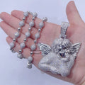 14k White Gold Plated Sterling Silver 925 Hip Hop Diamond Pave Moissanite Iced Out Angel Pendant