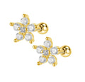 Dainty Flower Stud Earrings Wholesale Women Piercing Cartilage Fashion Zircon Jewelry 18k Gold Plated Earrings Waterproof