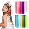 FUJIA Clip in Hair Extensions for Kids Colored Hair Extensions for Girls Rainbow Hair Extensions 24 Pieces