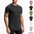 Men Fitness Short Sleeve Shirts 100% Polyester Crew Neck Tops Quick-Dry Breathable Raglan Sports Shirt
