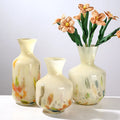 High-Grade Medieval Fenton Cream Yellow Glass Vase Creative Coffee Table Flower Arrangement Decoration Glass Crystal Vase