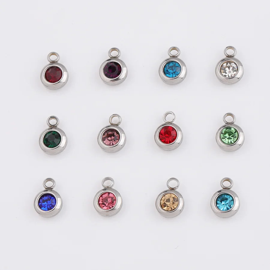 Stainless Steel Tiny Loose Crystals 12 Months Birthstone Charms & Pendants for Jewelry Making Supplies Wholesale DIY