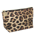Wholesale Leopard Printing PU Leather Makeup Cosmetic Bag with Golden Zipper Custom Fashion Toiletry Bags for Women