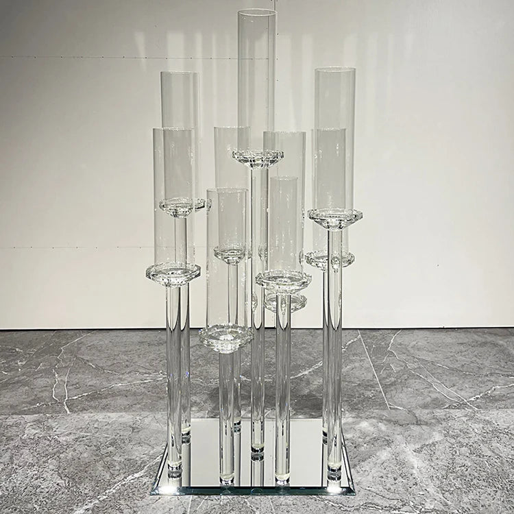 80cm Height 9 Arms Crystal Wedding Aisle Candelabra Wedding Centerpieces Stand MH-Z0312