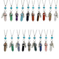 Fashion Hexagonal Column Feather Necklace for Women Silver Feather Pendant with Crystal Gemstone Necklace for Jewelry Making