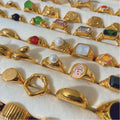 Customize 18k Gold Plated Stainless Steel Diamond Chunky Rings Jewelry Women