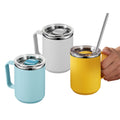 Personalizado Double Wall Insulation 450ml Thermos Travel Coffee Mug BPA Free PP Outside Tumbler with Handle for Business Gifts