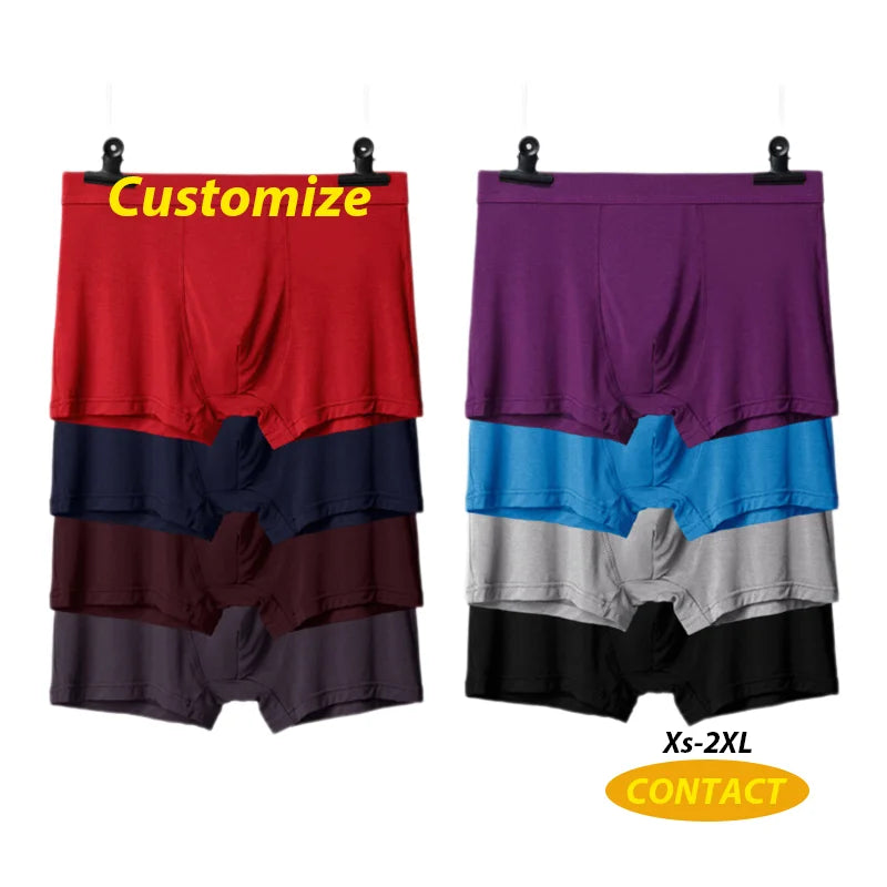 Mid-Waist Sports Factory Direct Wholesale Logo Solid Breathable Boxers Brief Men's Underwear Plus Size Trunks for Men