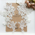 Handmade Luxury Embroidered French Tulle Lace Beaded Pair Flower High Set Multicolor 100% Polyester 30x15.5cm Width Traditional