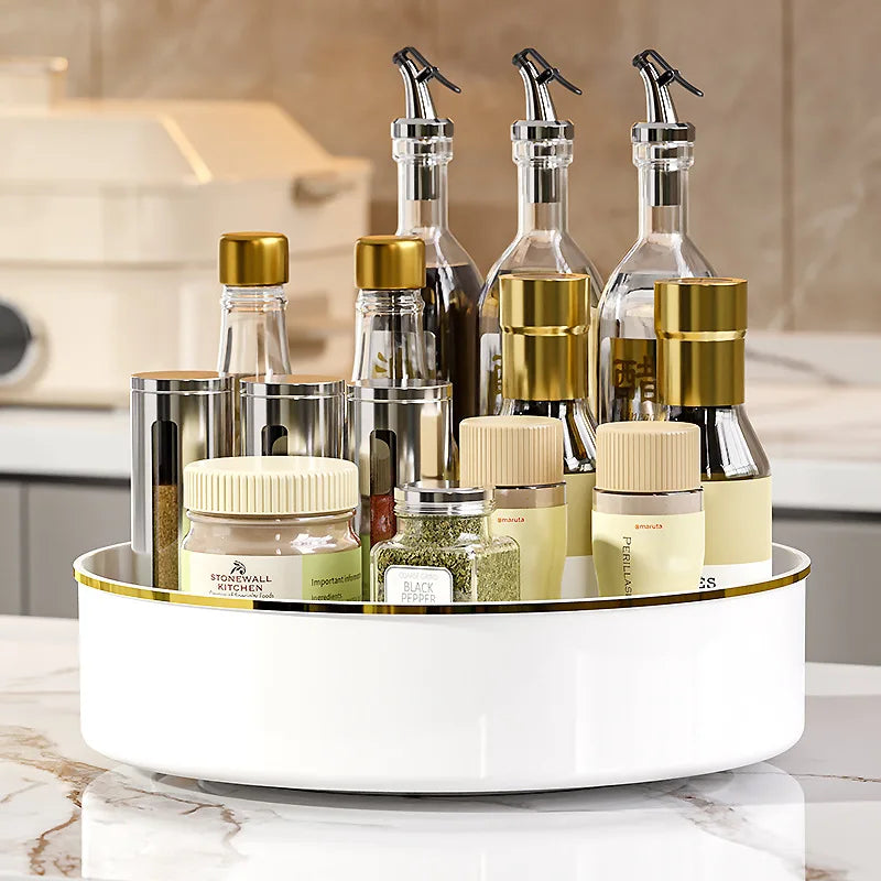 OWNSWING Kitchen Rotating Storage Rack Home Desktop Multi-functional Condiment Storage Tray Light Luxury Snack Fruit Tray