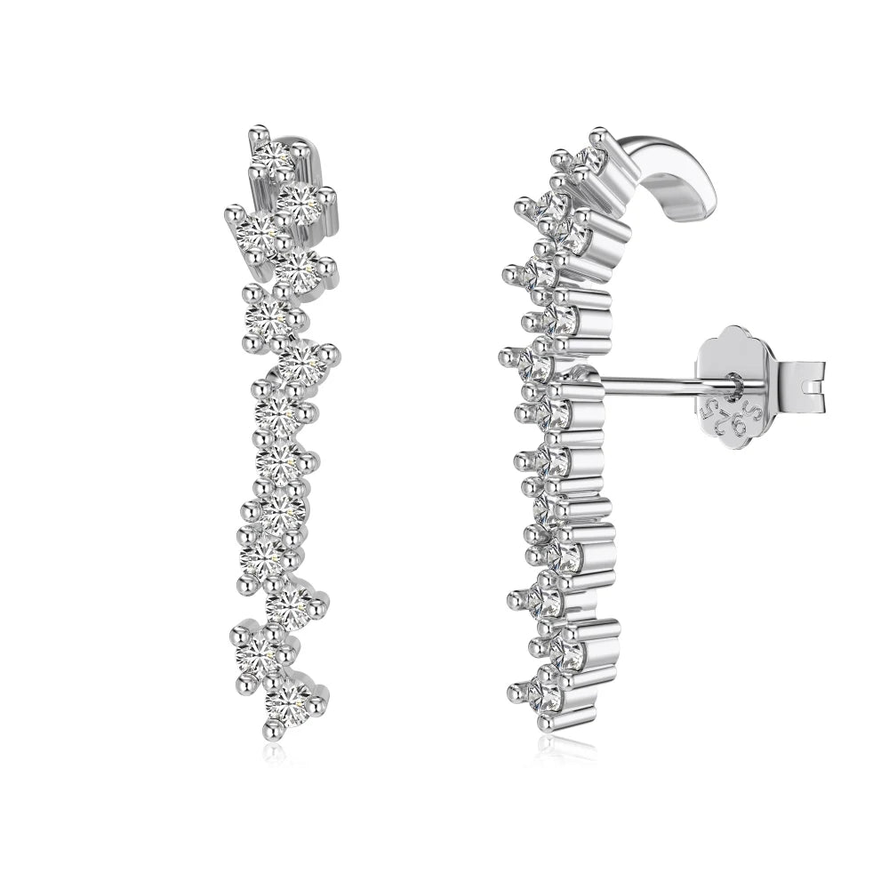Dylam Wholesale Price 18K Gold Plated 925 Silver Bar Earring Iced Out Fine Jewelry Row Zircon Paved Long Stud Earrings Women MegaBDM
