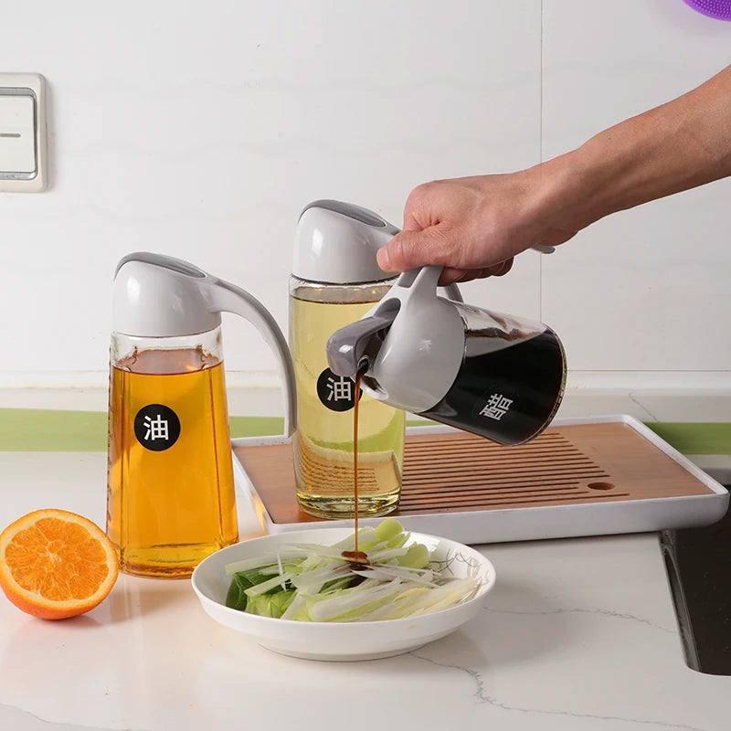 Automatic Kitchen Cooking Tools Oil Dispenser Oil and Vinegar Glass Bottle