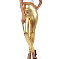 Womens Latex Shiny Bright Golden Elastic Dancing Pants Plus Size Liquid Wet Tights