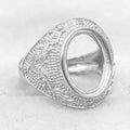 Sterling Silver 11*15mm Semi Mount Men's Ring Frame Empty Blank Bar Bezel Setting S925 Base Without Center Stone for DIY Inlay
