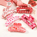 Fashion Valentine's Day Hollow Square Hair Claws Rectangular Love Heart Hair Accessories Cute Large Pink Girls Hair Claw Clips