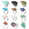 Vintage Natural Gem Ring Water Droplet Stone Ring Face Men's and Women's Adjustable Crystal Stone Jewelry
