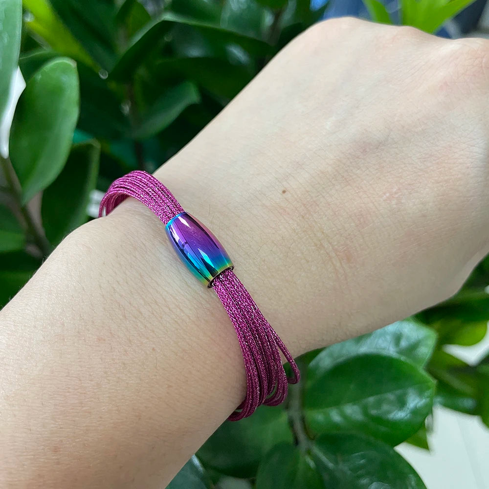 Ladies Fashion Waterproof Bracelet Stainless Steel Magnetic Buckle Bangle Wire Rope Bracelet