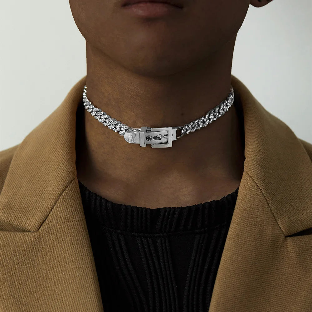 Hot Sale Full Zircon Cuban Link Chain Jewelry Iced Out Cuban Link Women Hip Hop Necklace Bracelet for Men