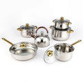 Stainless Steel Cookware Set Five Layer Steel Double Bottom Cooking Pot Set 12Pcs Pots and Pans Set