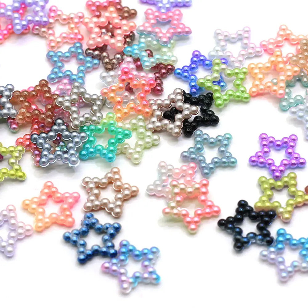 Gradient Ramp Color Pearl Acrylic Hallow Star Beads Diy Nail Art Charms Mini Embellishment