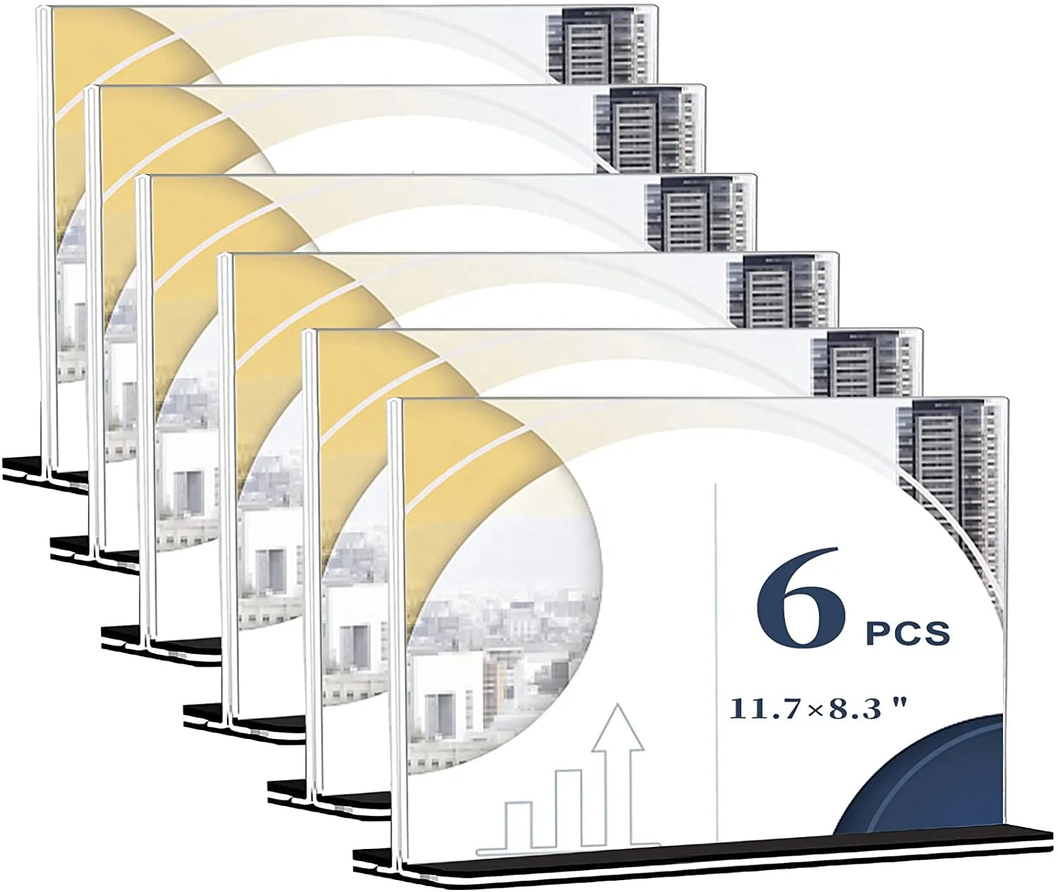 6 Pack Acrylic Sign Holder A4 T Shape Table Top Display Stand Double Sided Double Sided Desktop Sign Holders Menu Ad Photo Frame